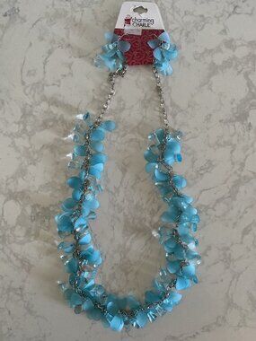 Charming Charlie Teal Blue Necklace & Earring Set